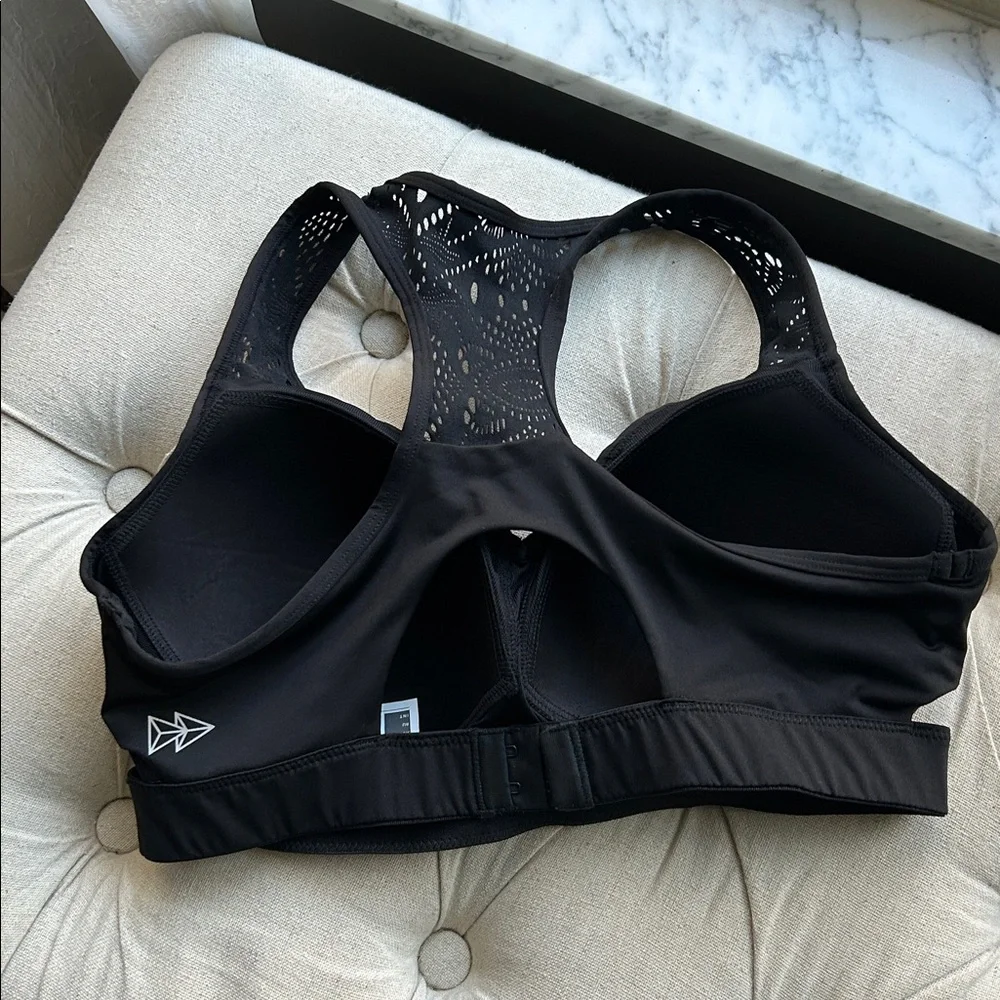 Yvette Black Wireless Lace Racerback Sports Bra built in pads 38C - Picture 4 of 6